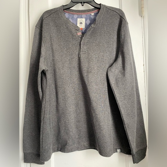 The Authentic Cooper & Oak Long Sleeves Gray Henley Buttons Sweater, Size: Large - Picture 1 of 8